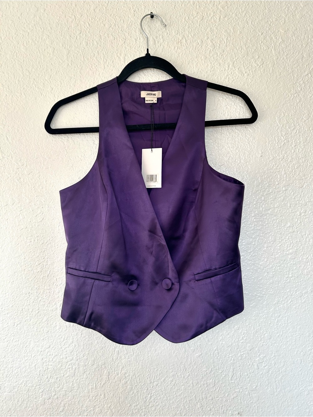 Jason Wu Purple Satin Double-Button Tailored Vest